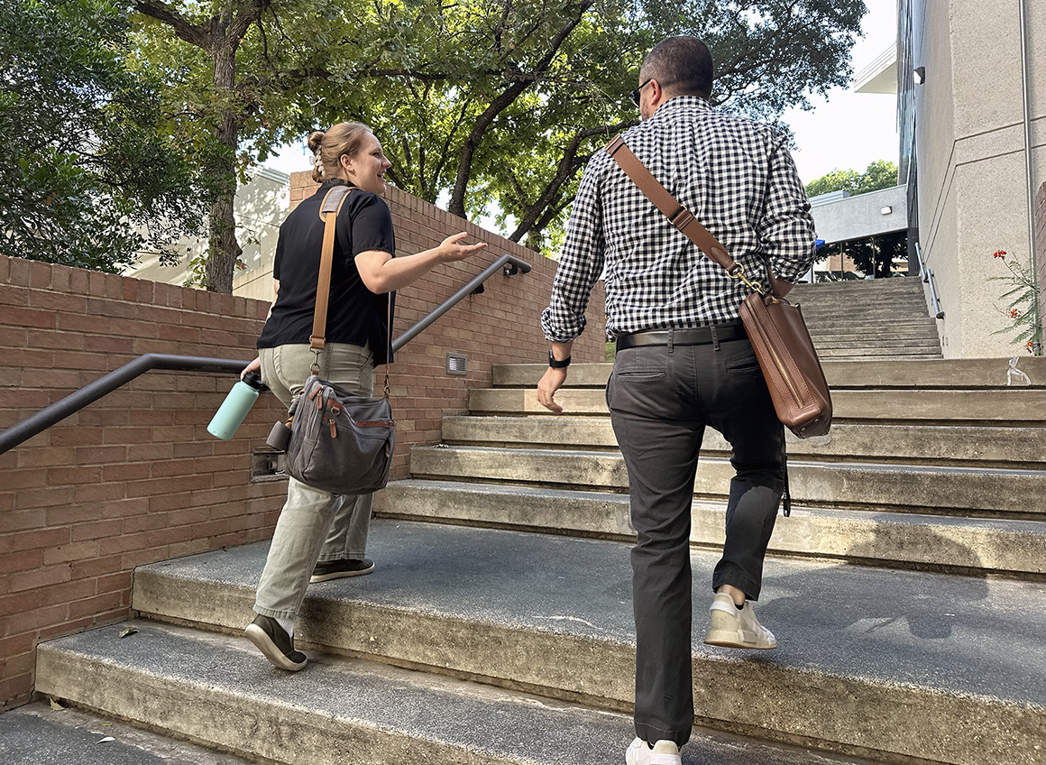 students walking on campus