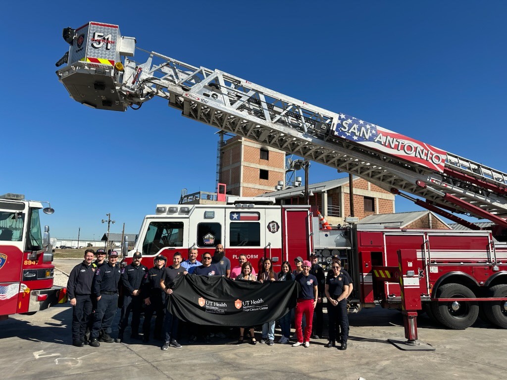 Members of the Institute for Health Promotion Research at UT Health San Antonio shared health materials and opportunities to participate in research programs with hundreds of local firefighters and emergency service personnel at the San Antonio Fire Department Wellness and Cancer Prevention Fair, which took place Jan. 25-26 and Feb. 1-2, 2025, at the SAFD Fire Training Academy in San Antonio.